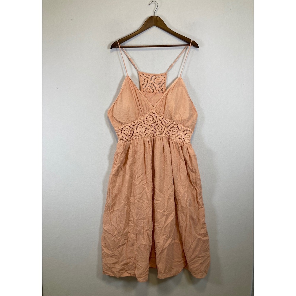 white birch Peach Crochet-Trim Midi Dress